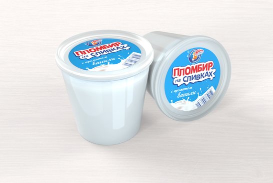 Plombiere ice-cream "Plombir na Slivkakh" with a vanilla flavor