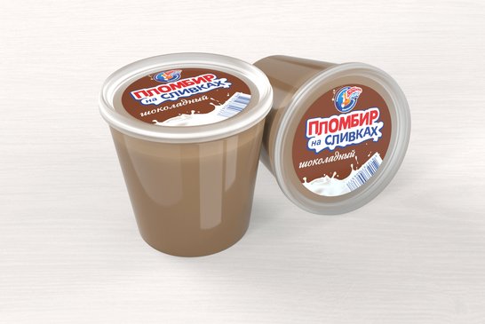 Chocolate plombiere Ice-Cream "PLOMBIR NA SLIVKAKH", with 14% fat content