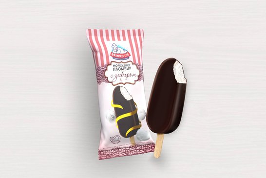 Popsicle ice cream sundae with marshmallows in cocoa-containing glaze