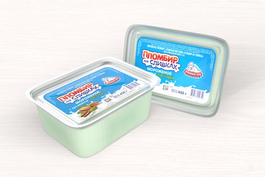 Plombiere Ice-Cream "PLOMBIRE NA SLIVKAKH" with a pistachio flavor
