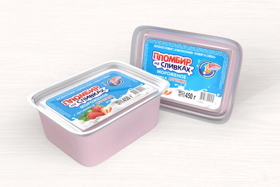 Plombiere Ice-Cream "PLOMBIR NA SLIVKAKH" with a strawberry flavor