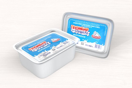 Plombiere ice-cream "PLOMBIR NA SLIVKAKH" with a vanilla flavor