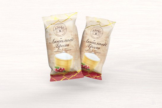 Vanilla ice cream sundae "FAVORITE BREST" with cranberries